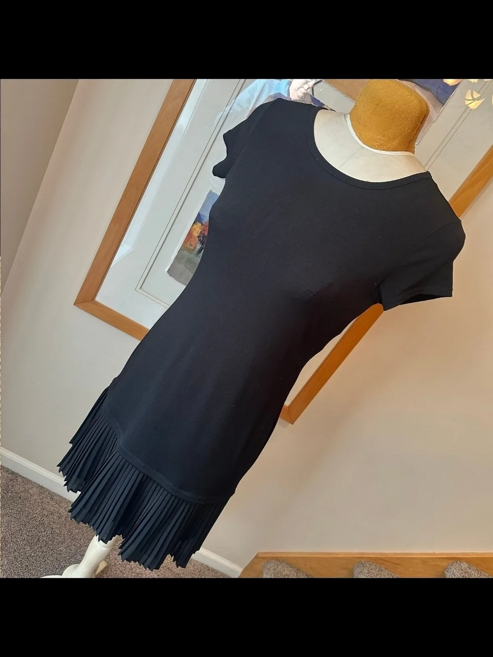 Michael Kors Black Dress with Pleated Hem